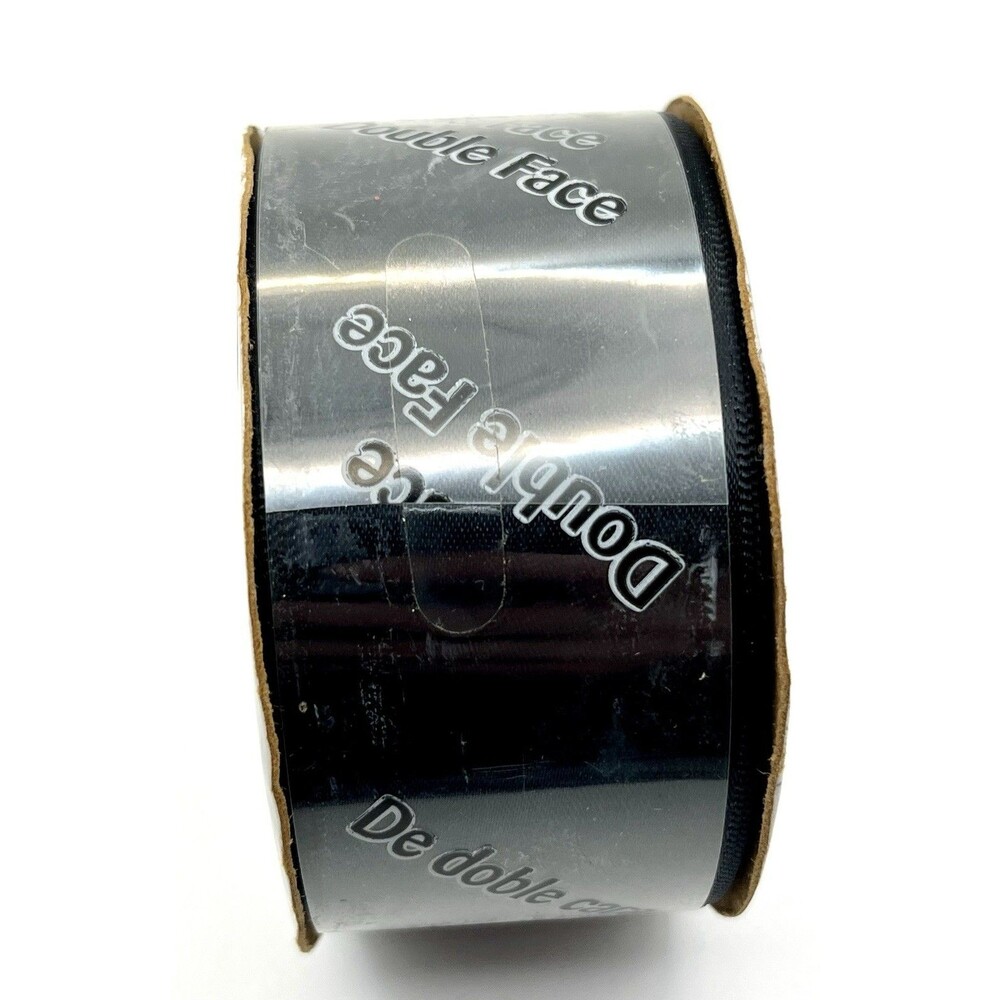 Offray Ribbon Double Faced Satin Black 1 1/2" by 21ft New Old Stock